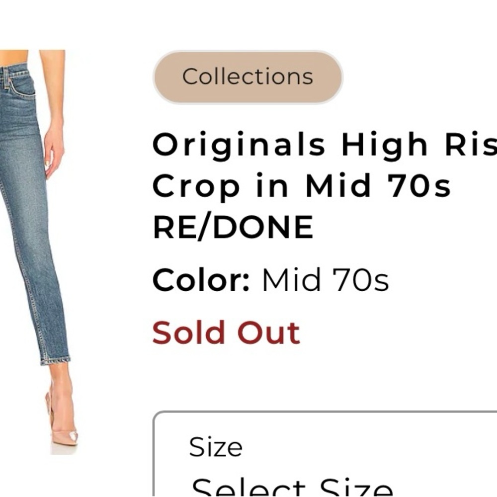 RE/DONE Jeans Size 24 Originals 90s High Rise Ankle Crop Mid-70s Wash Made USA - Picture 16 of 16